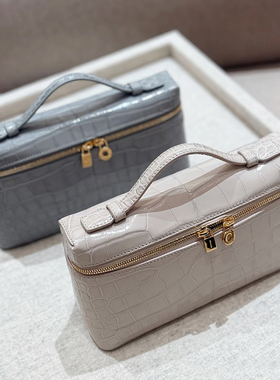 lp19饭盒包鳄鱼纹手拿包女25年新款网红小方包通勤手机包真皮轻便