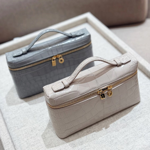 lp19饭盒包鳄鱼纹真皮手拿包