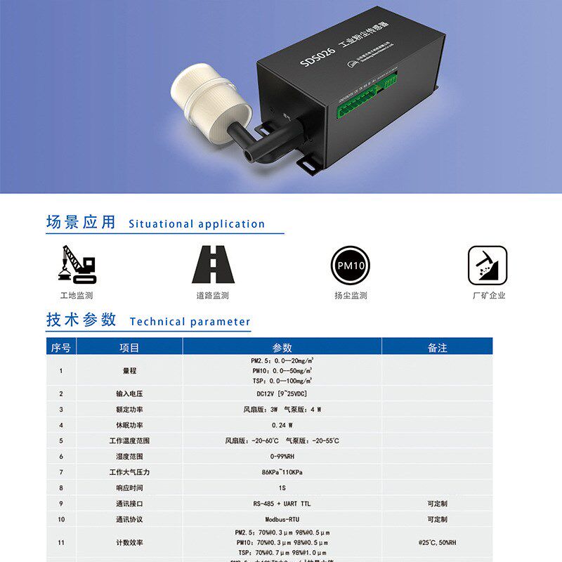 工业级粉尘传感器大量程PM2.气体检测仪