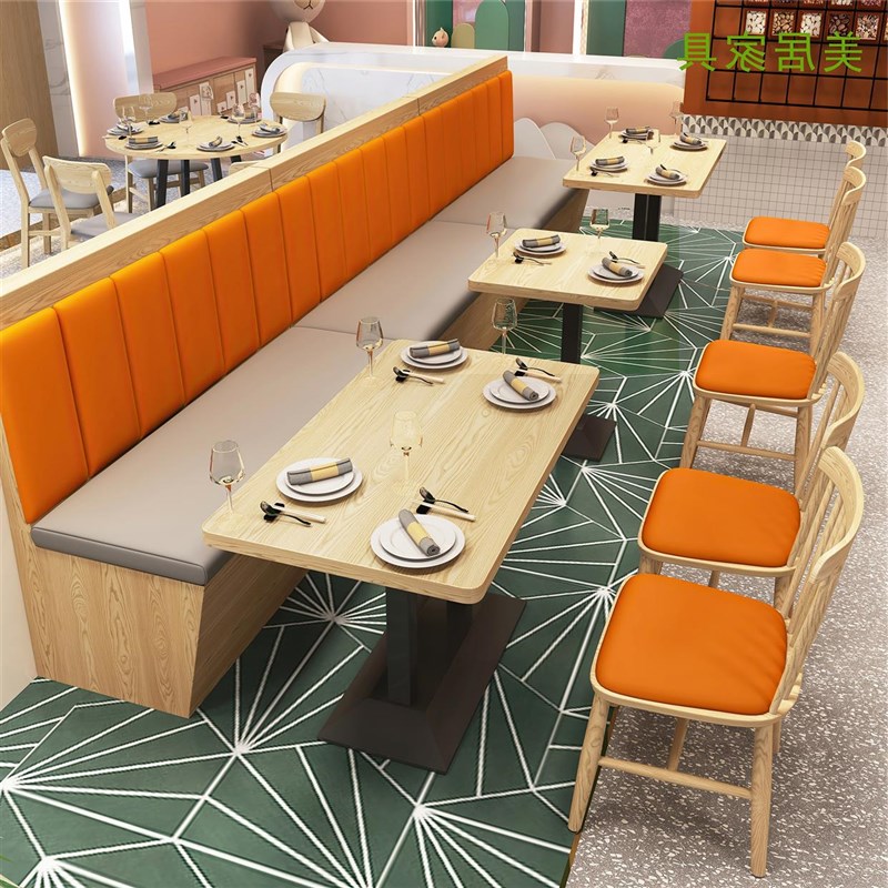 #实木餐饮桌椅商用店桌椅西快餐桌椅甜品店餐厅茶店桌椅组