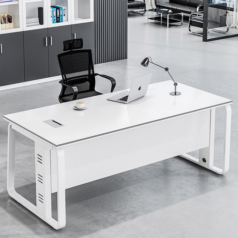 现代简约办公桌 单人财务桌 钢木电脑桌家用书桌办公室职员桌子