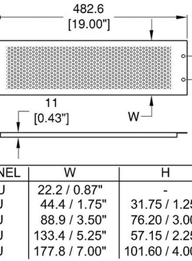Penn Elcom 1U散热镂空金属面板挡板背板黑色网络服务器机柜配件