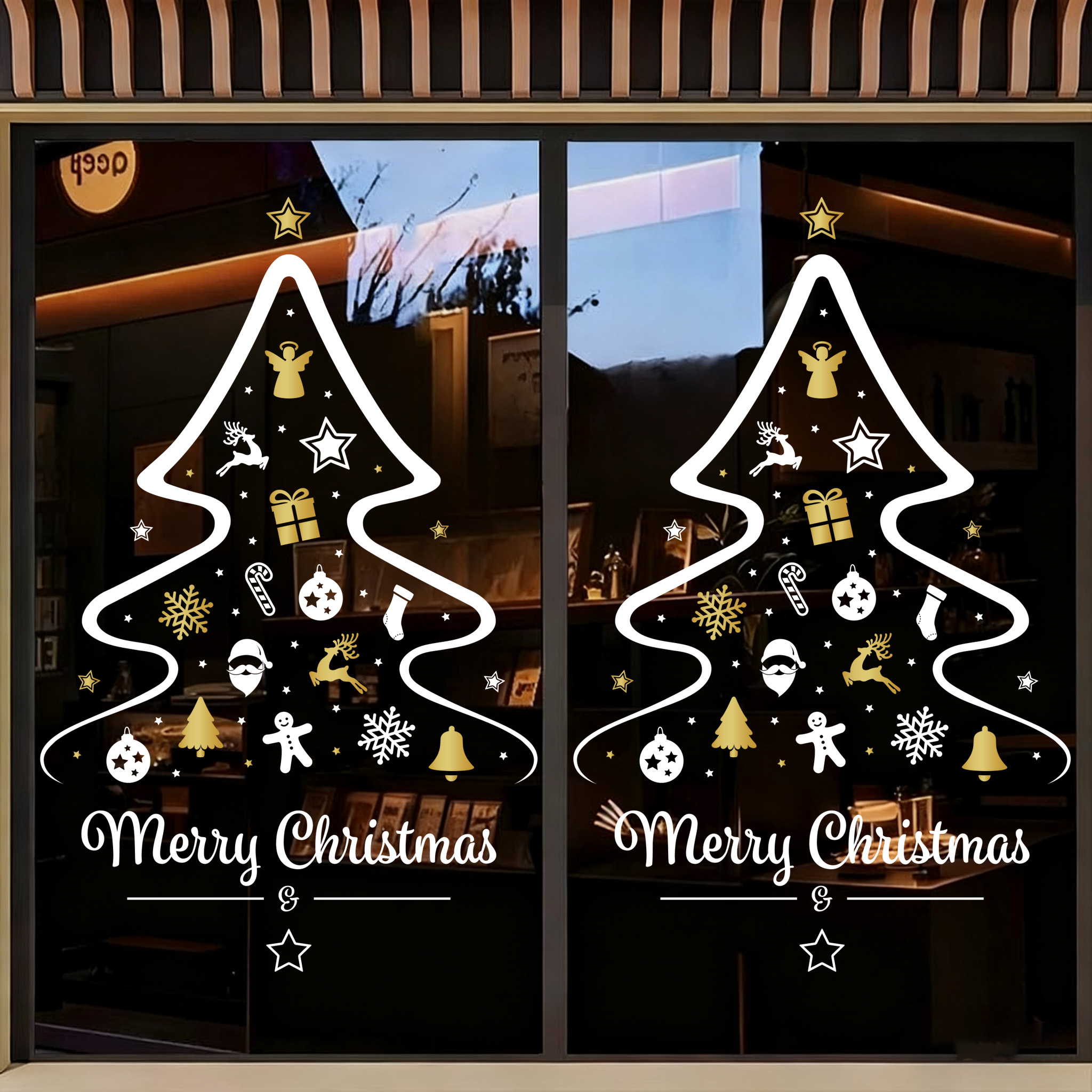 圣诞节窗花贴静电装饰场景贴画