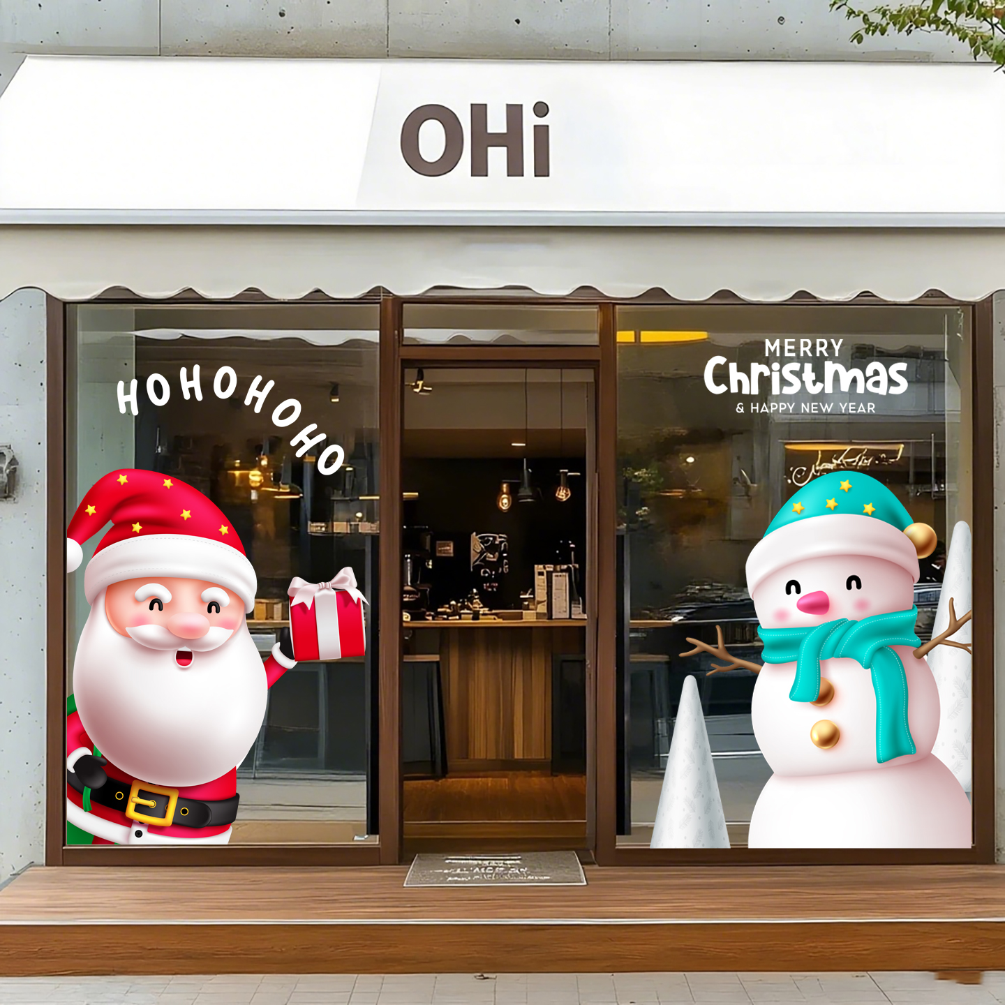 圣诞吊坠圣诞树雪花玻璃静电窗花