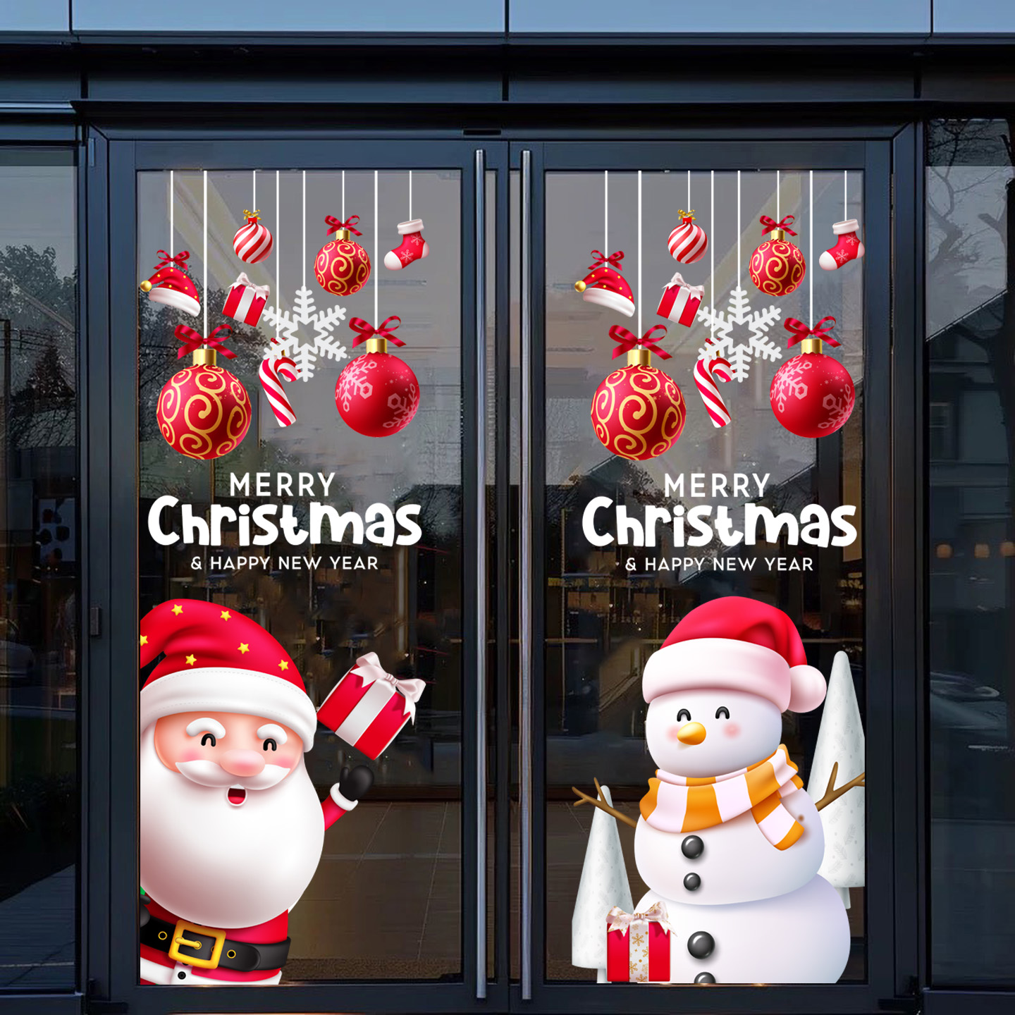 圣诞窗花贴布置店铺2026新年