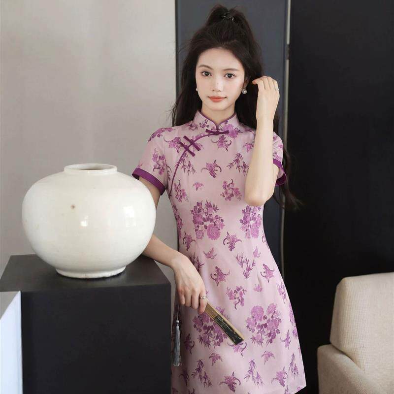 新中式姿色改良旗袍连衣裙女夏季高级感气质减龄遮肚子显瘦A字裙