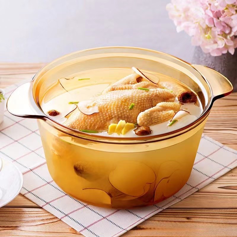 康宁晶彩锅玻璃锅养生锅3.8L 5.5L汤锅炖煲耐高温明火直烧康宁锅