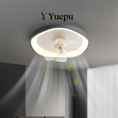 吊扇灯可摇头黑色卧室吸顶灯现代简约灯扇一体圆形主卧房间灯