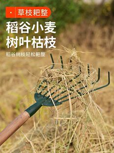 家用搂草筢子铁扒子钢耙子农具园林园艺工具菜园树叶耙草爬草耙子