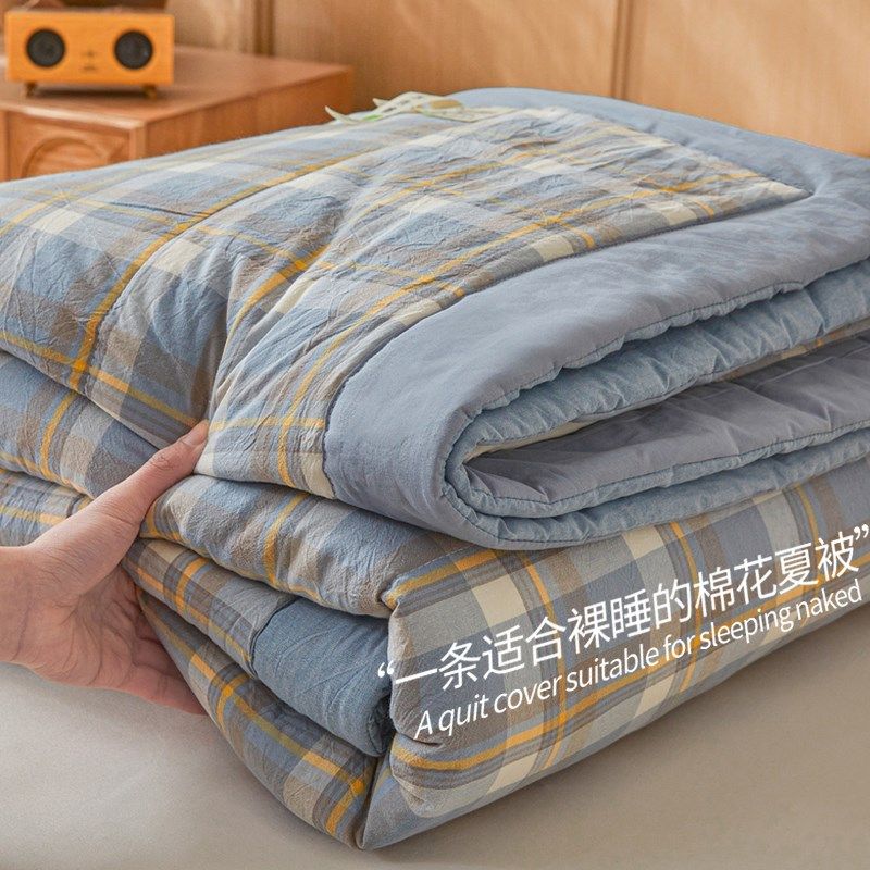 简约格子棉花填充被子被芯可机洗单双人学生宿舍水洗棉空调被夏被