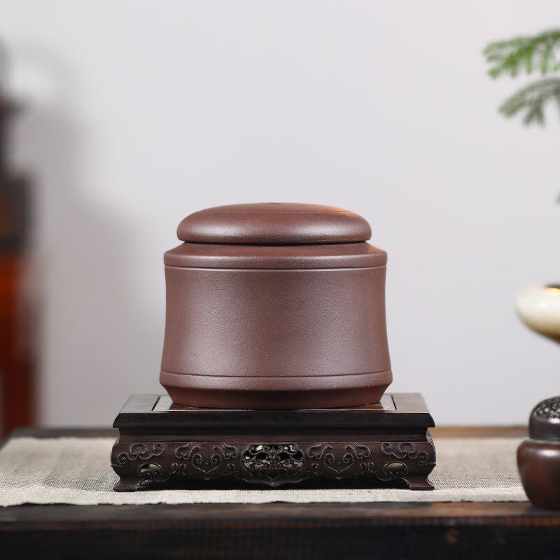 宜兴原矿紫砂茶叶罐一斤普洱醒茶小茶罐密封储茶罐家用刻绘储物罐