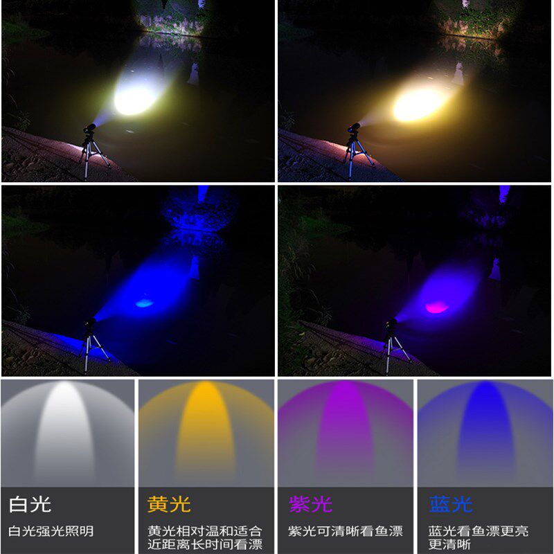 野外垂钓夜钓灯钓鱼灯强光超亮蓝光灯蓝紫光台钓夹帽灯