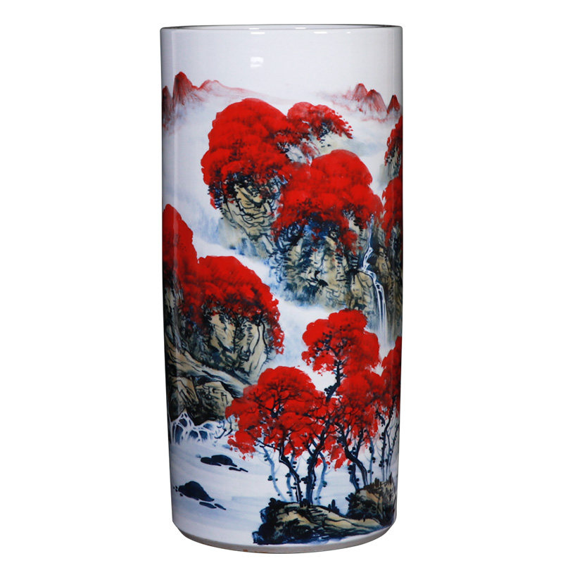 景德镇陶瓷花瓶书画缸卷轴缸客厅书房字画收纳雨伞桶画缸落地摆件