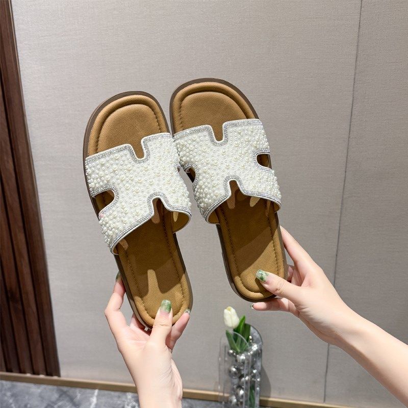 大码女鞋41-43宽l胖脚肥女夏外穿2025新款法式平底一字凉拖鞋116-,女鞋,一字拖,淘宝优惠券,粉丝福利购,淘宝优惠卷