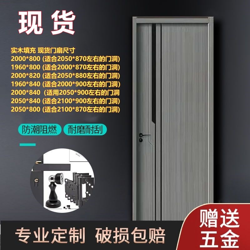 2024现货碳晶木门卧室门室内门实木复合门房间门定制套装门框包边