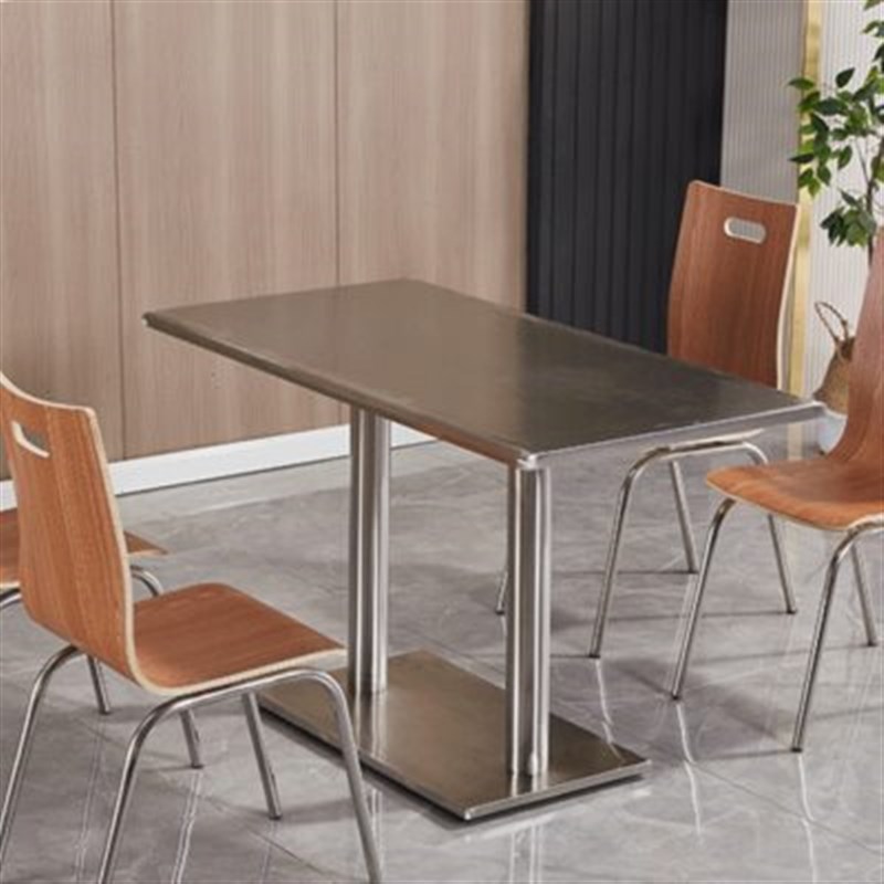 食堂快餐店4人2人位餐桌椅奶茶汉堡面馆小吃店分体不锈钢快餐桌椅