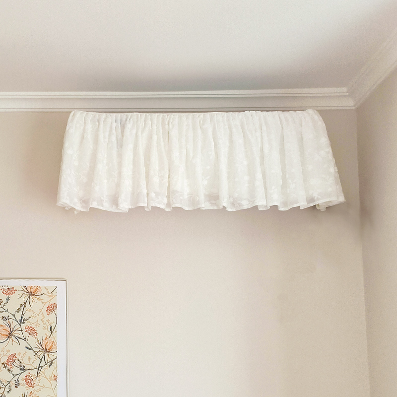 高级轻法式开机不取空调防尘罩挂机卧室挂式家用空调套刺绣白色系