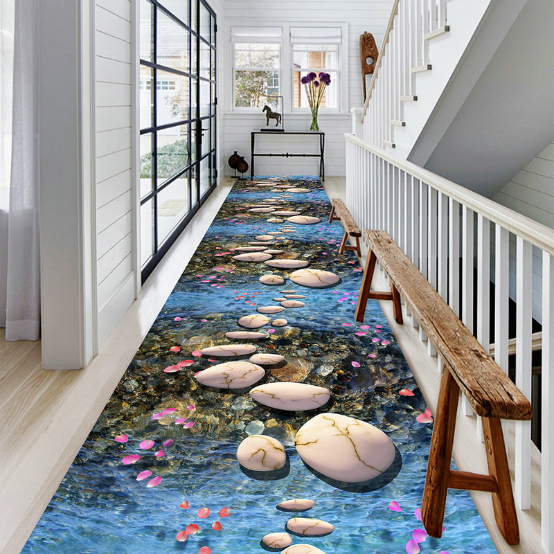 鹅卵石地垫玄关走廊地毯楼道楼梯客厅过道地毯家用进门长条可裁剪