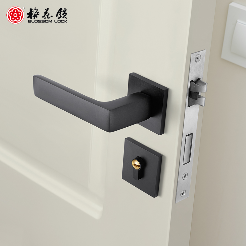 梅花静音卧室门锁房门锁家用化妆室铝合金门锁通用型把手锁木门锁