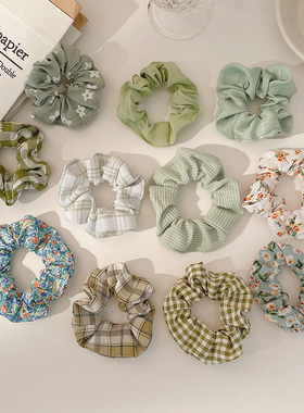 猪大肠发圈女扎头皮筋网红2024年新款绿色简约丸子头春夏发饰发绳