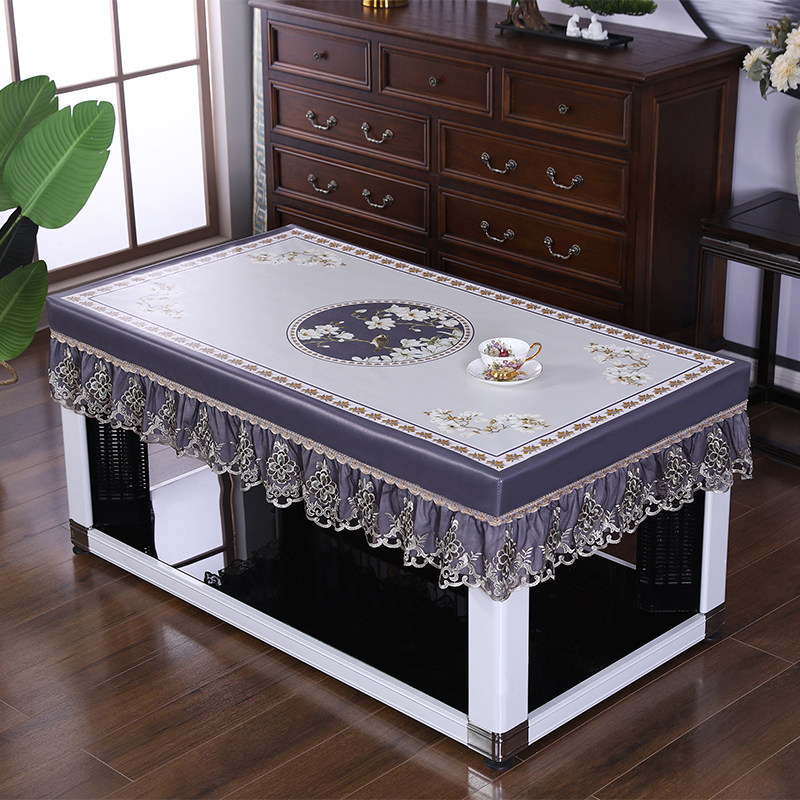 中式餐桌桌布长方形烤火桌t防水皮罩防油全包电炉茶几桌罩免洗防,居家布艺,桌布,淘宝优惠券,粉丝福利购,淘宝优惠卷