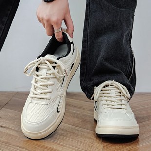 男鞋夏季透气网面鞋子潮流小白鞋男款小众L设计感时尚百搭休闲板