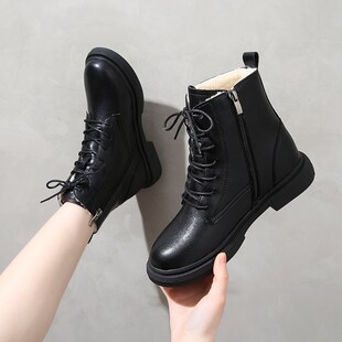 2024年新款显脚小马丁靴女英伦A风平底短靴秋季瘦瘦百搭单靴小码3