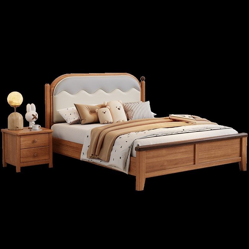 儿童床金丝檀软包简奢全实木男女w孩1.2美式1.35储物1.5单人床储,住宅家具,实木床,淘宝优惠券,粉丝福利购,淘宝优惠卷