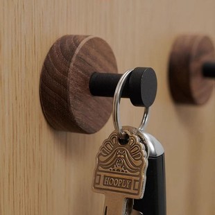 入户门衣帽钩壁挂墙上单钩 胡桃木挂钩c 免打孔粘钩卧室门后挂衣