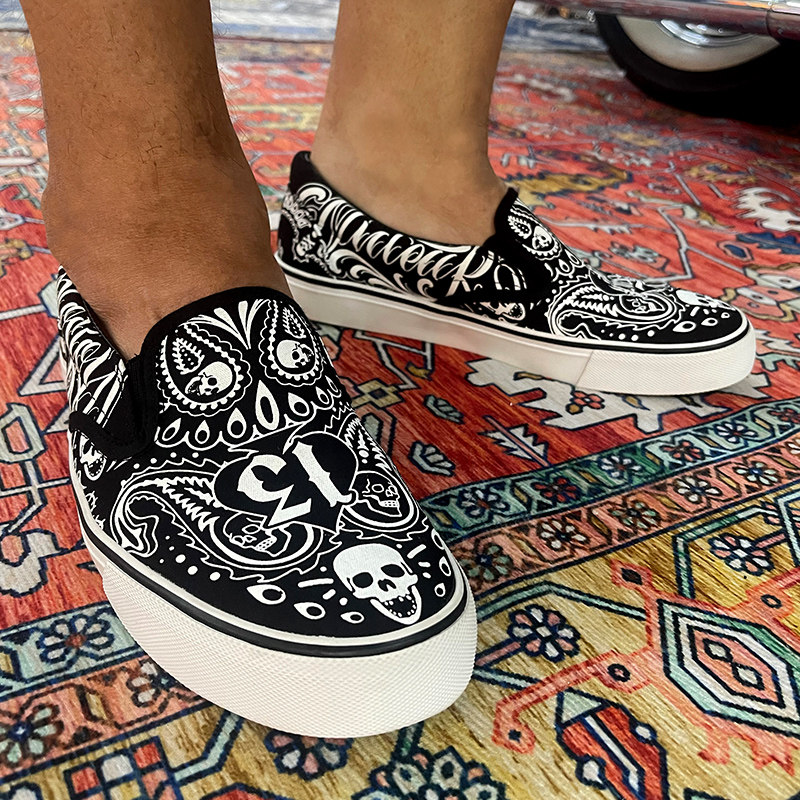 核爆炸美式西海岸腰果花平底x一脚蹬低帮懒人鞋船鞋休闲帆布板鞋,流行男鞋,休闲板鞋,淘宝优惠券,粉丝福利购,淘宝优惠卷