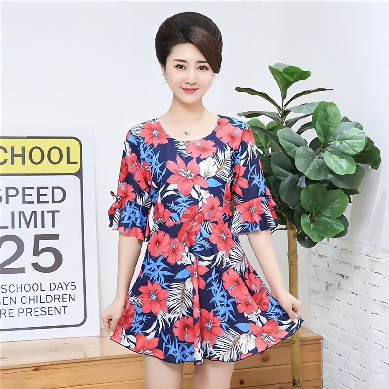 妈妈泳衣女遮肚显瘦保守分体中老年D中长款裙式平角大码温泉游泳,运动/瑜伽/健身/球迷用品,分体泳衣,淘宝优惠券,粉丝福利购,淘宝优惠卷