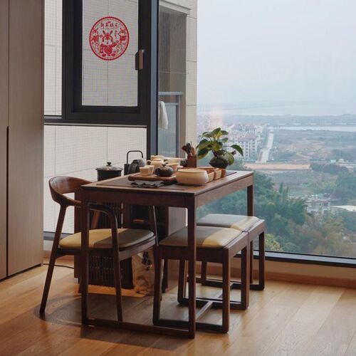 新中式茶桌2024新款高端阳台小型客厅茶台禅意实木泡茶桌胡桃木