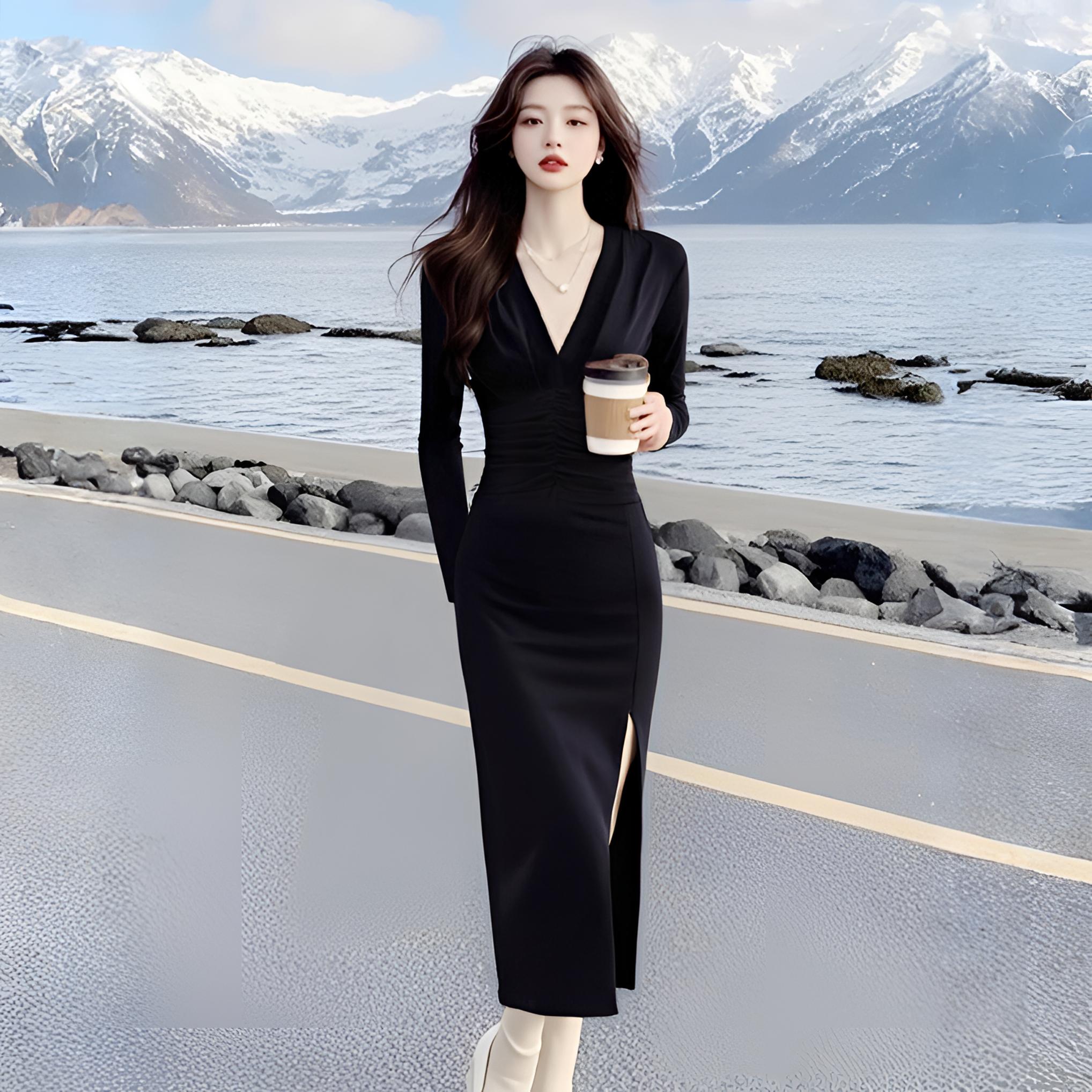 赫本风小黑裙法式高级感