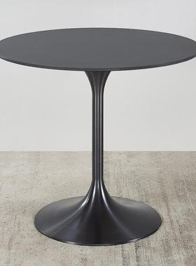 W8轻奢岩板圆桌洽谈桌子筒约现代家用阳台亮光哑光面白色黑色圆餐