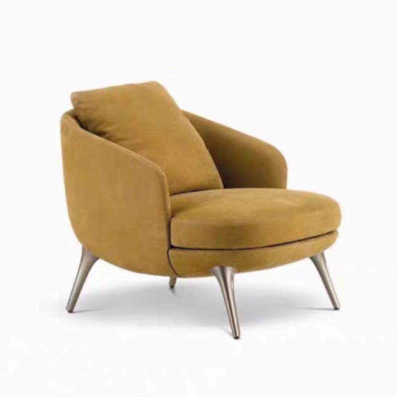 意式极简单人沙发轻奢小户型客厅阳台家用皮布艺北欧休闲椅