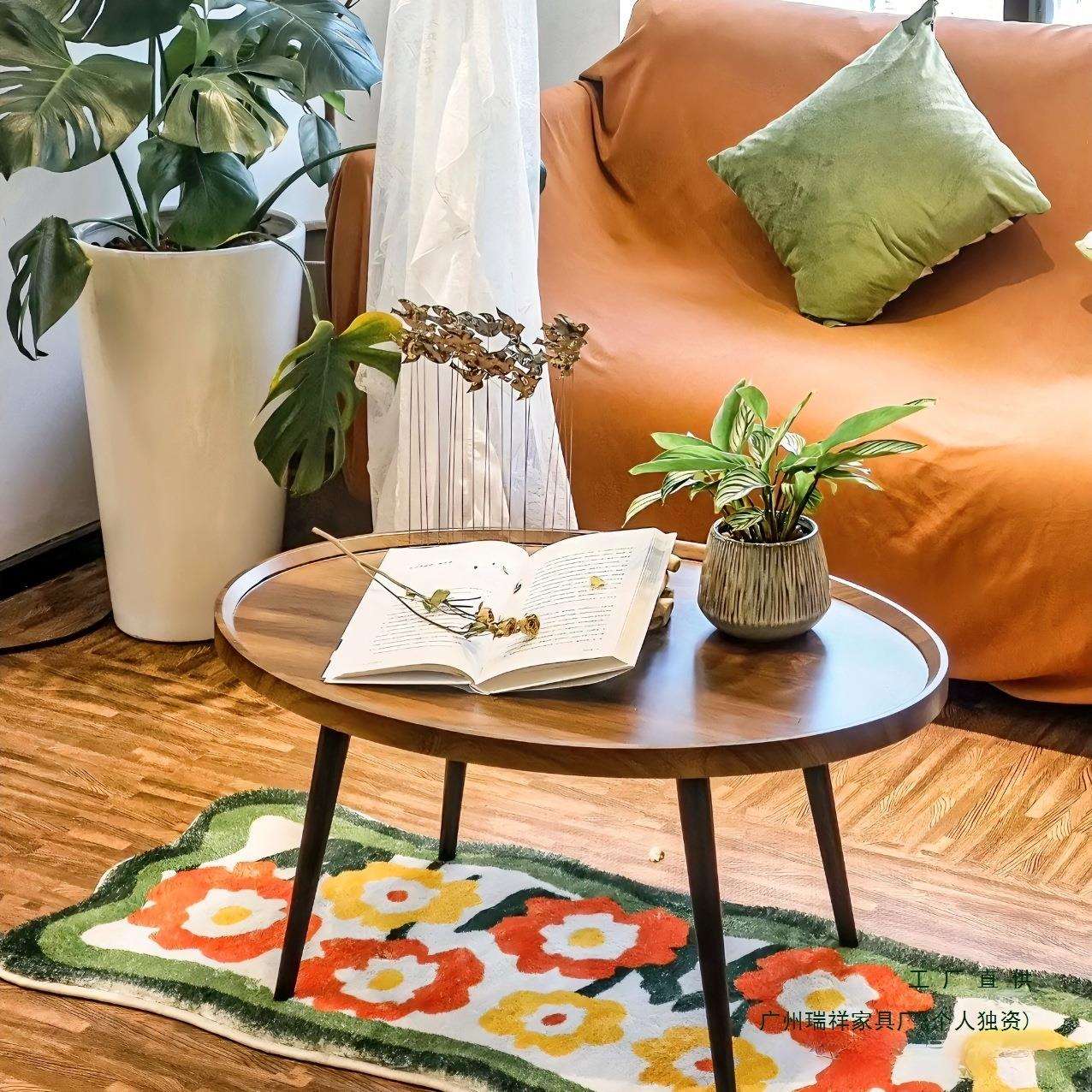 茶几小户型客厅家用小桌子现代阳台茶桌简约沙发边几圆形茶几组合