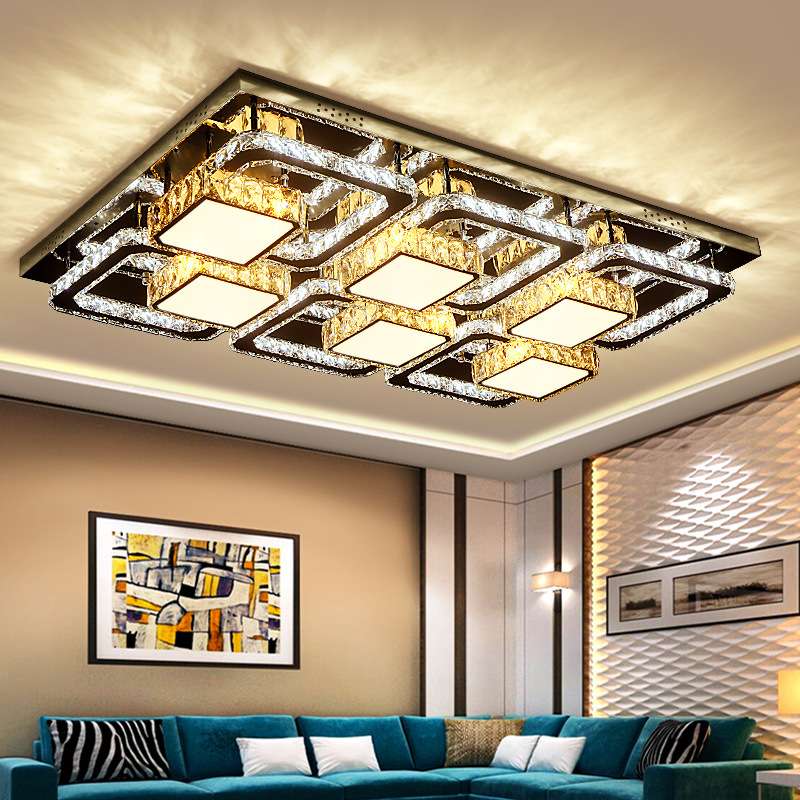 客厅灯长方形大气水晶灯现代简约LED吸顶灯奢华大厅灯饰轻奢灯具