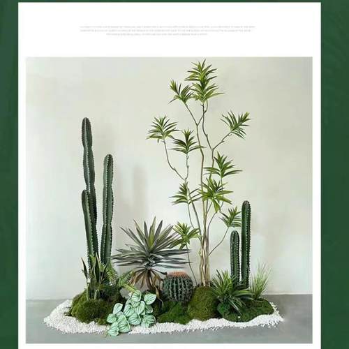 仿真植物百合竹盆栽大型假花绿植摆件室内橱窗装饰楼梯下景观造景