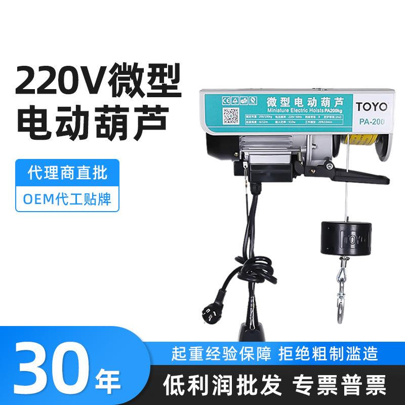 TOYO微型电动葫芦220V家用装修吊机200/300/400KG小型升降提升机