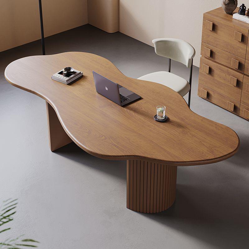 法式中古全实木原木书桌家用客厅大电脑桌办公桌创意异形工作台