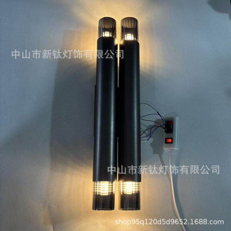 轻奢风不锈钢玻璃LED壁灯北欧简约现代卧室走廊过道照明灯具