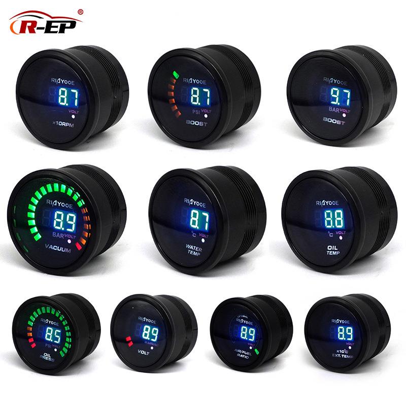 汽车改装车用仪表转速表水温表涡轮表52MM数显2inch12V二合一表