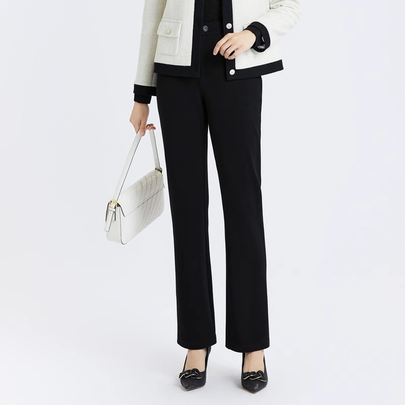 娜家商场同款黑色烟管直筒休闲裤