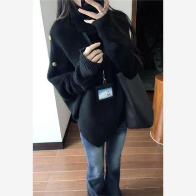韩系高级感黑色高领毛衣