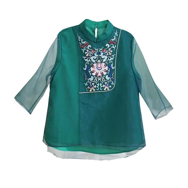 汉服女复古中国风夏装款改良旗袍唐装宽松短款民族风雪纺上衣