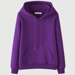 2023新款秋冬紫色卫衣女加绒连帽正肩时尚洋派爆款宽松加厚外套潮