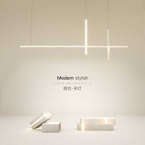 北欧餐厅灯现代简约客厅灯具长条吧台餐桌创意一字led吊灯卧室灯