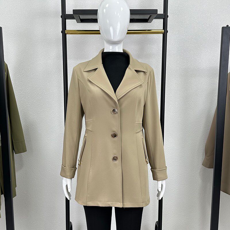 大码2024年中老年女士气质妈妈春装西服领风衣外套春秋上衣显瘦新