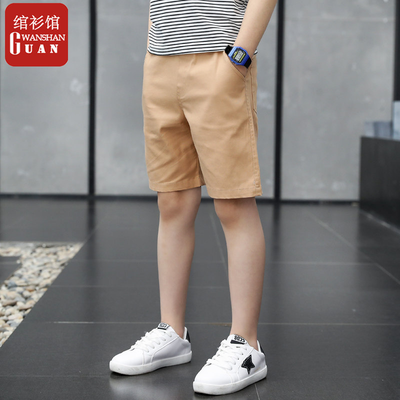 男童短裤夏季新款2022纯色纯棉男孩裤子中童儿童童装下装男5分裤
