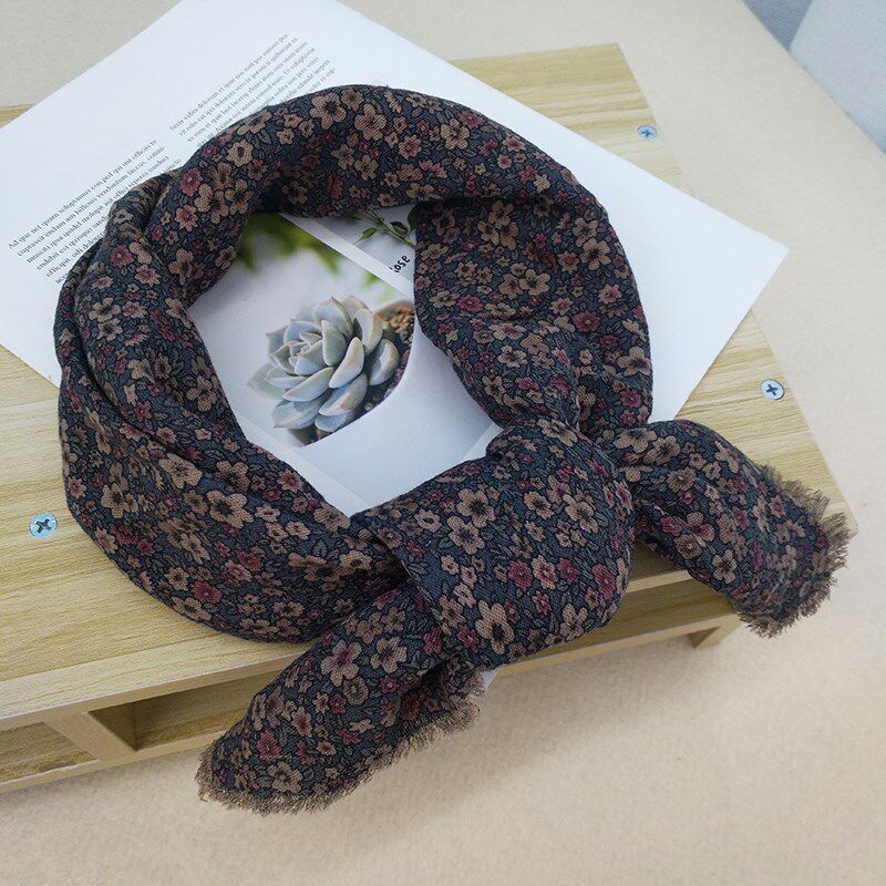 纯棉日系田园碎花70方巾女新款复古文艺百搭护颈围脖装饰领巾头巾